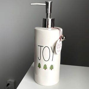 Rae Dunn Joy with trees soap dispenser in ivory and silver (Never been used)